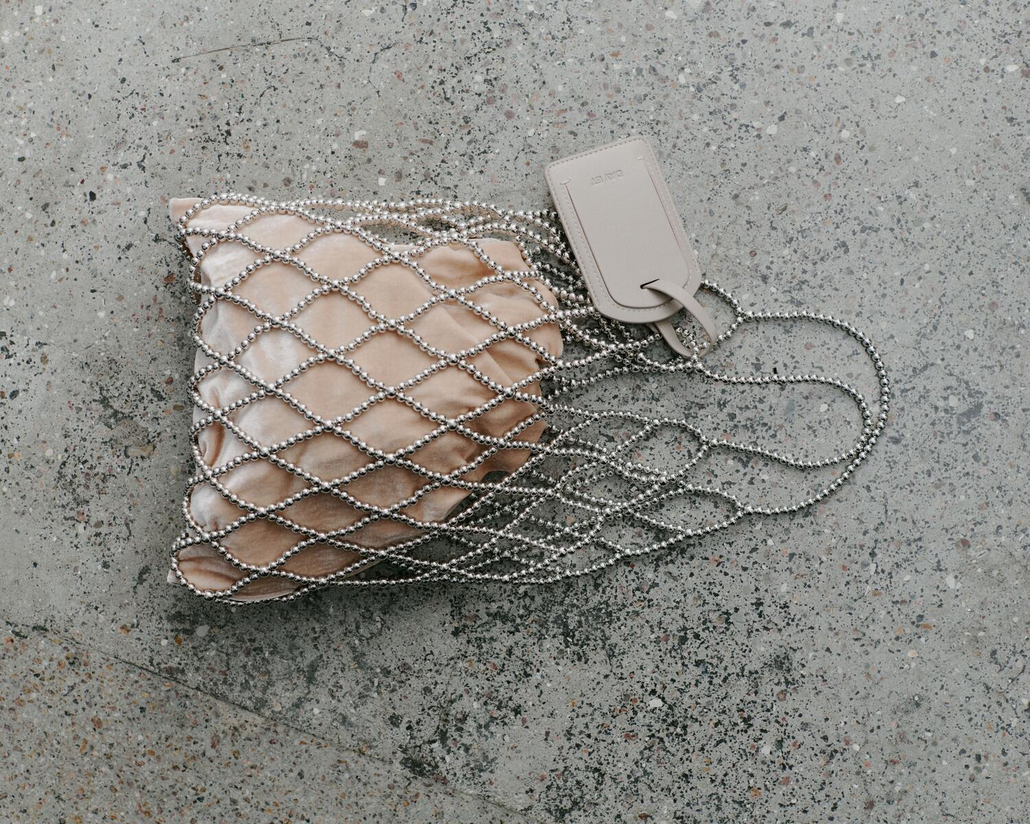 Beaded Chrome taske - silver